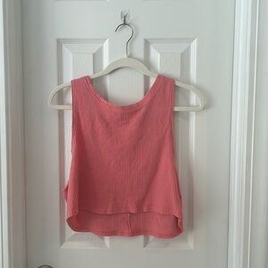 Aerie Offline M cropped waffle knit tank coral